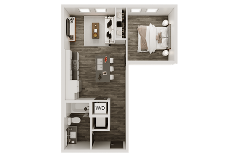 Floor plan for studio, 1 bath, 568 sqft